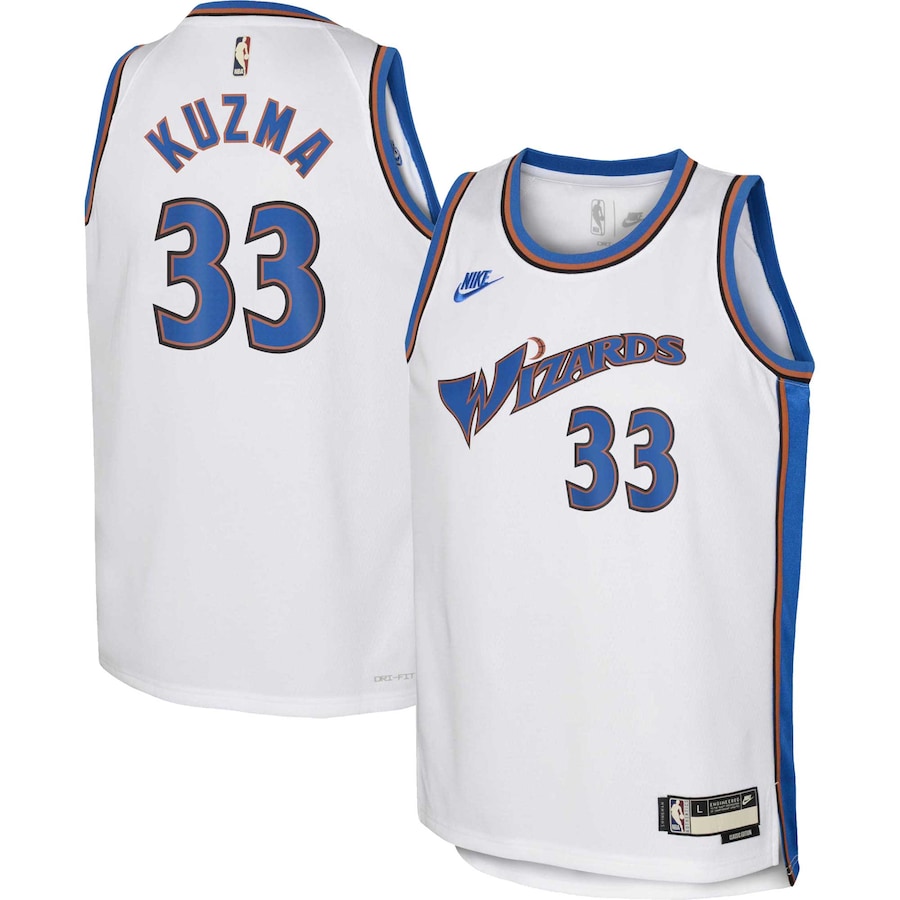 Youth Boys Washington Wizards Kyle Kuzma NBA White 2022/23 Swingman Jersey - Classic Edition