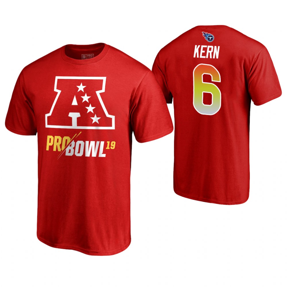 Tennessee Titans #6 Brett Kern Red T-Shirt 2019 Pro Bowl AFC Tennessee Titans #6 Brett Kern Red T-Shirt 2019 Pro Bowl AFC