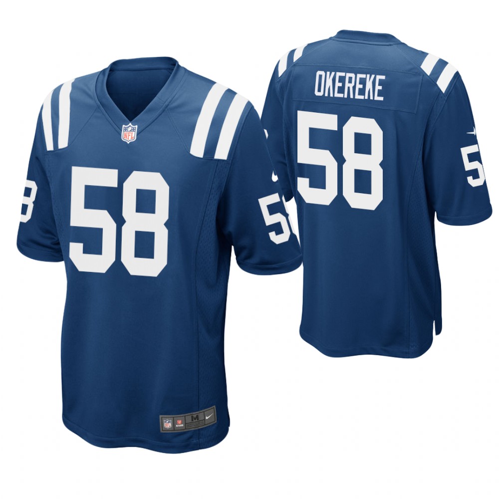 Indianapolis Colts #58 Bobby Okereke 2019 NFL Draft Royal Game Jersey