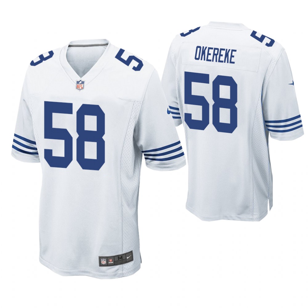 Indianapolis Colts #58 Bobby Okereke 2019 NFL Draft White Game Jersey Indianapolis Colts #58 Bobby Okereke 2019 NFL Draft White Game Jersey
