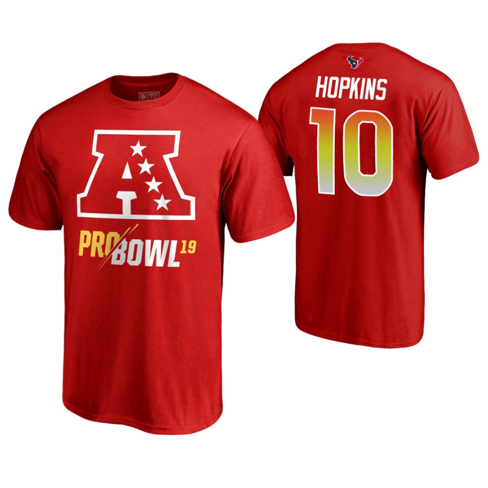 Houston Texans #10 DeAndre Hopkins Red T-Shirt 2019 Pro Bowl AFC Houston Texans #10 DeAndre Hopkins Red T-Shirt 2019 Pro Bowl AFC