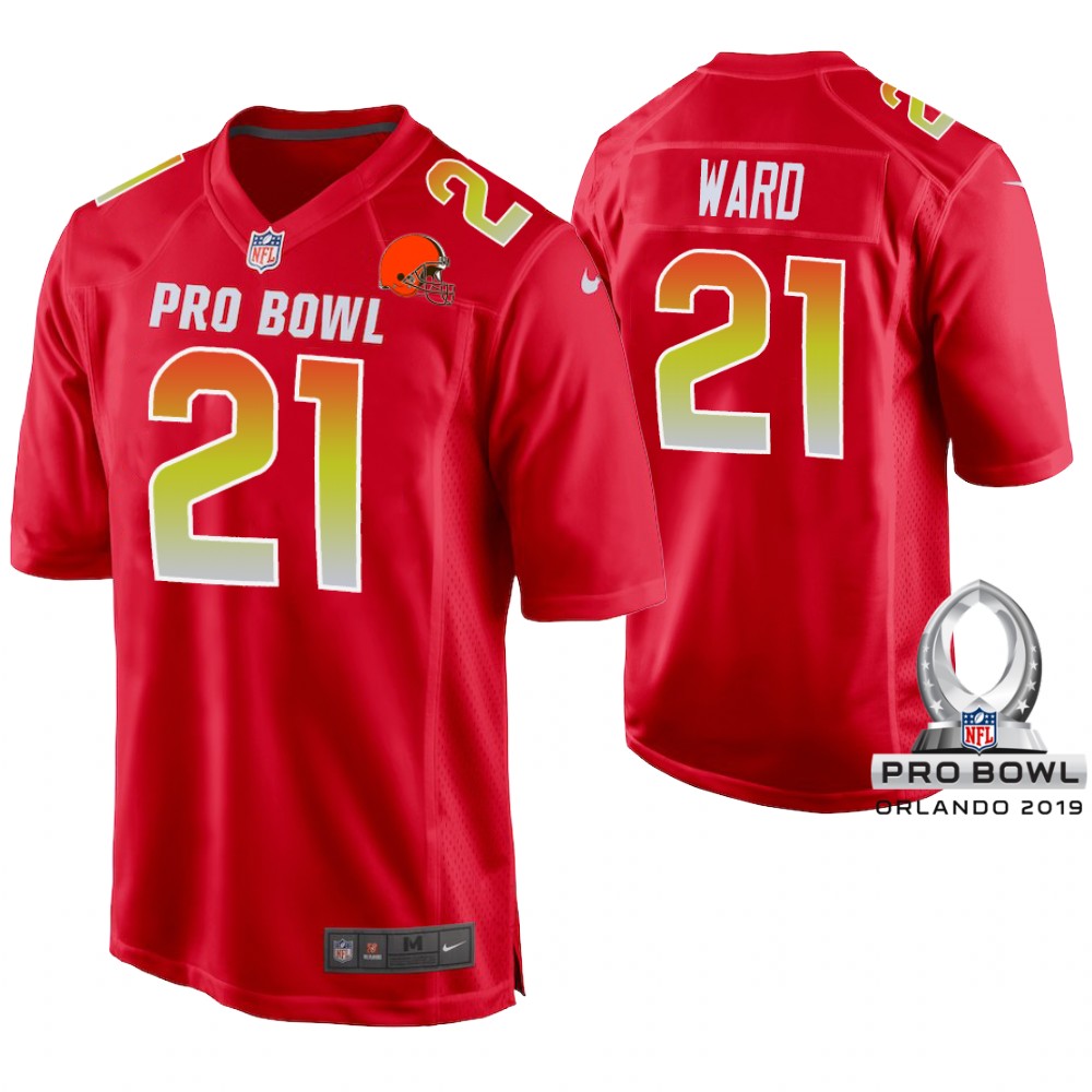 Cleveland Browns #21 Denzel Ward Red Game Jersey 2019 Pro Bowl AFC Cleveland Browns #21 Denzel Ward Red Game Jersey 2019 Pro Bowl AFC