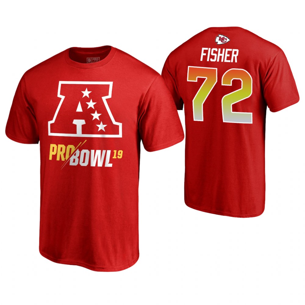 Kansas City Chiefs #72 Eric Fisher Red T-Shirt 2019 Pro Bowl AFC Kansas City Chiefs #72 Eric Fisher Red T-Shirt 2019 Pro Bowl AFC