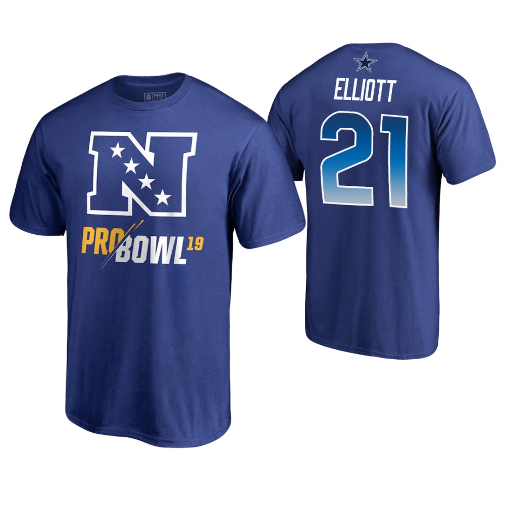 Dallas Cowboys #21 Ezekiel Elliott Royal T-Shirt 2019 Pro Bowl NFC Dallas Cowboys #21 Ezekiel Elliott Royal T-Shirt 2019 Pro Bowl NFC
