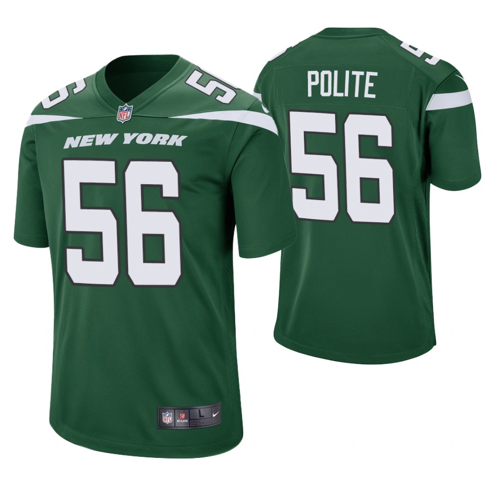 New York Jets #56 Jachai Polite 2019 NFL Draft Green Game Jersey