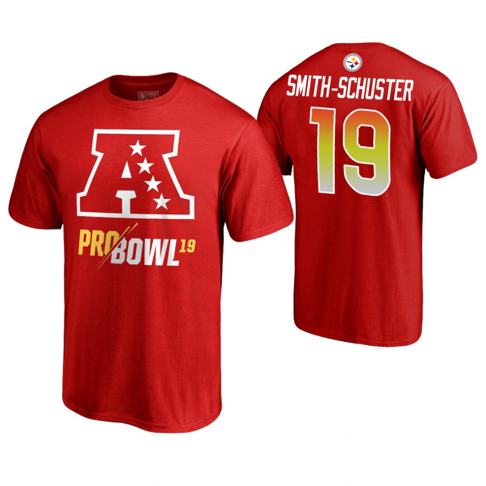 Pittsburgh Steelers #19 JuJu Smith-Schuster Red T-Shirt 2019 Pro Bowl AFC