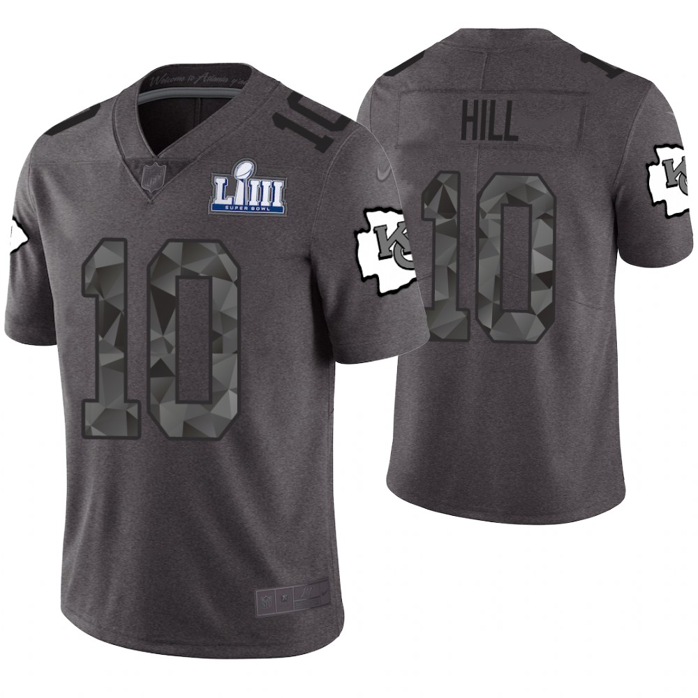 Kansas City Chiefs #10 Tyreek Hill Gray Super Bowl LIII Limited Jersey