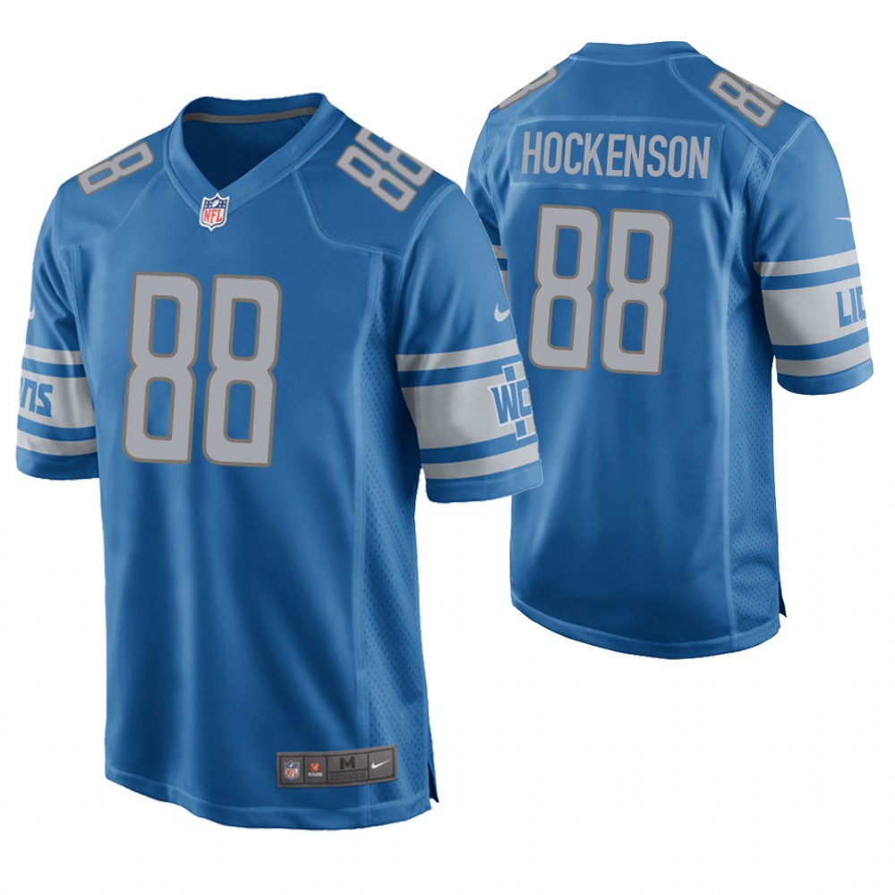 Detroit Lions #88 T.J. Hockenson 2019 NFL Draft Blue Game Jersey