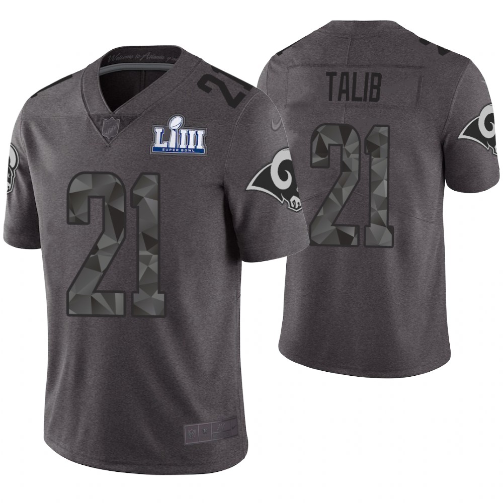 Los Angeles Rams #21 Aqib Talib Gray Super Bowl LIII Limited Jersey Los Angeles Rams #21 Aqib Talib Gray Super Bowl LIII Limited Jersey