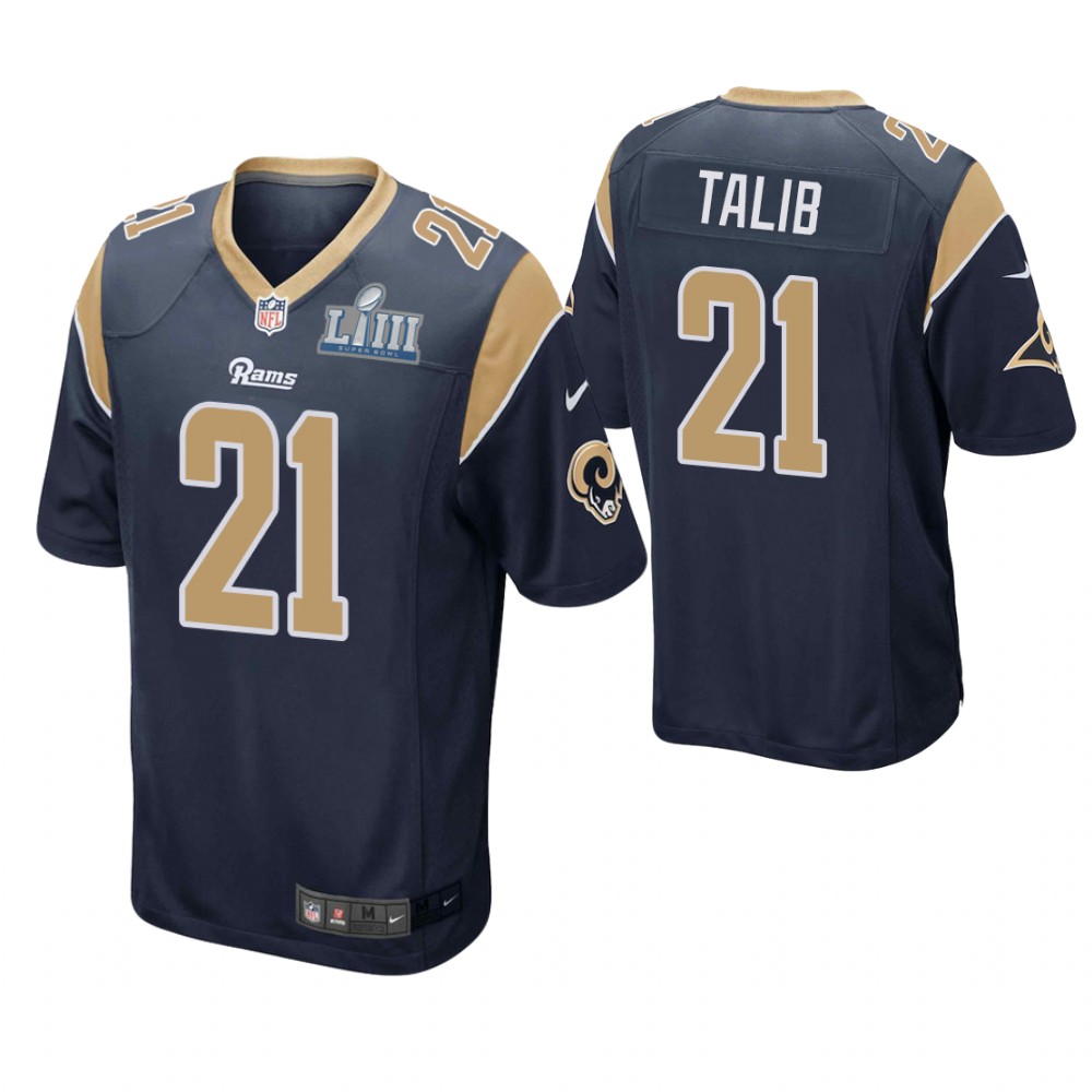 Los Angeles Rams #21 Aqib Talib Navy Super Bowl LIII Game Jersey Los Angeles Rams #21 Aqib Talib Navy Super Bowl LIII Game Jersey