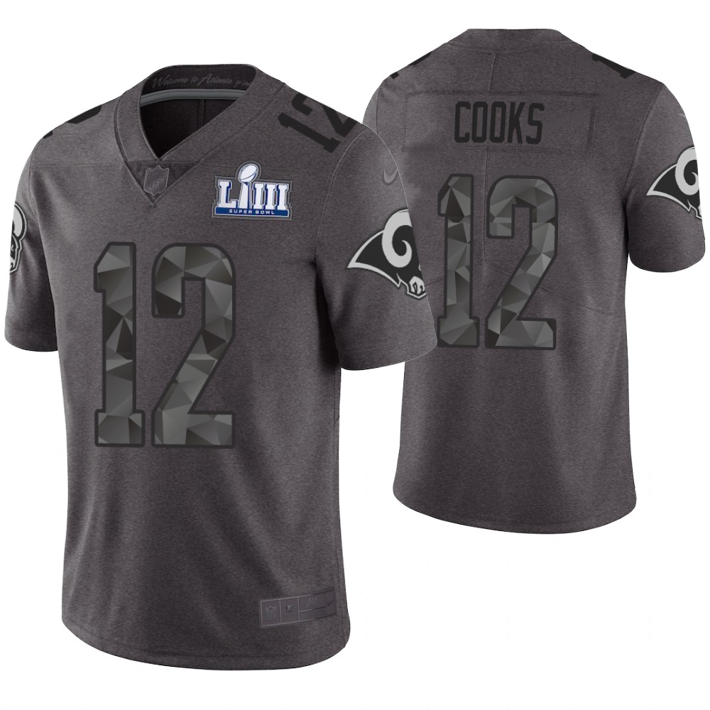 Los Angeles Rams #12 Brandin Cooks Gray Super Bowl LIII Limited Jersey With Super Bowl LVI Patch