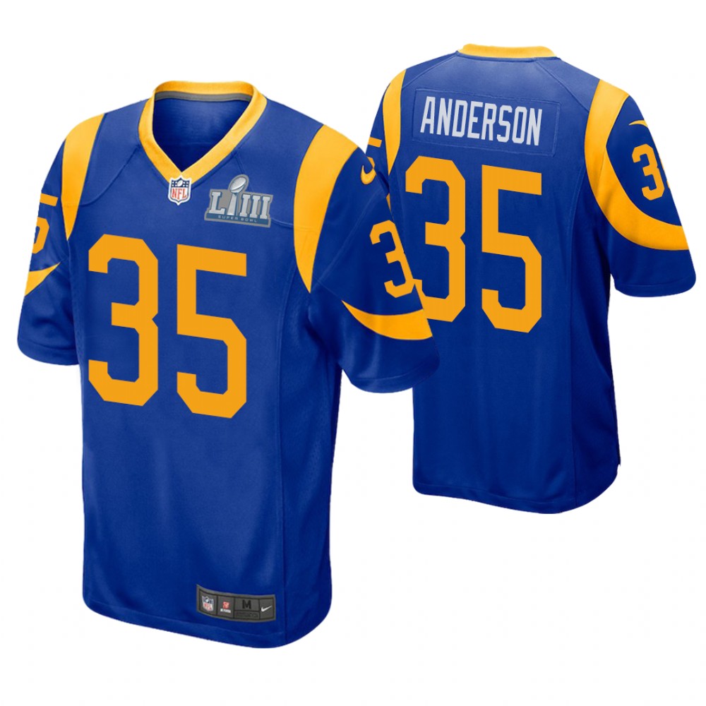 Los Angeles Rams #35 C.J. Anderson Royal Super Bowl LIII Game Jersey