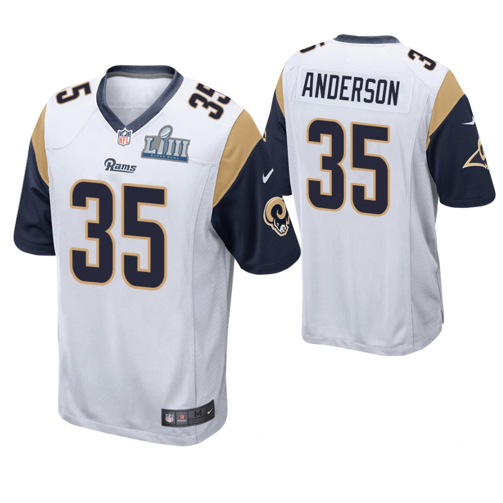 Los Angeles Rams #35 C.J. Anderson White Super Bowl LIII Game Jersey