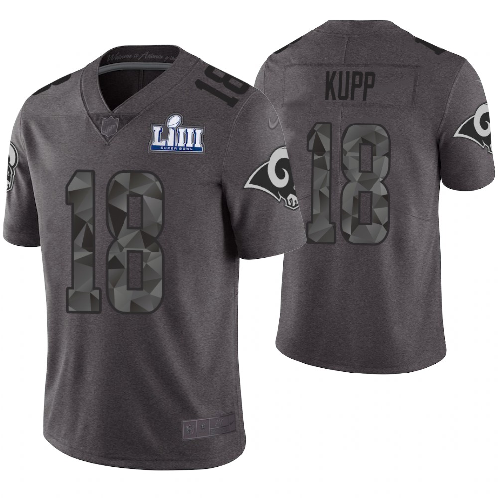 Los Angeles Rams #18 Cooper Kupp Gray Super Bowl LIII Limited Jersey Los Angeles Rams #18 Cooper Kupp Gray Super Bowl LIII Limited Jersey