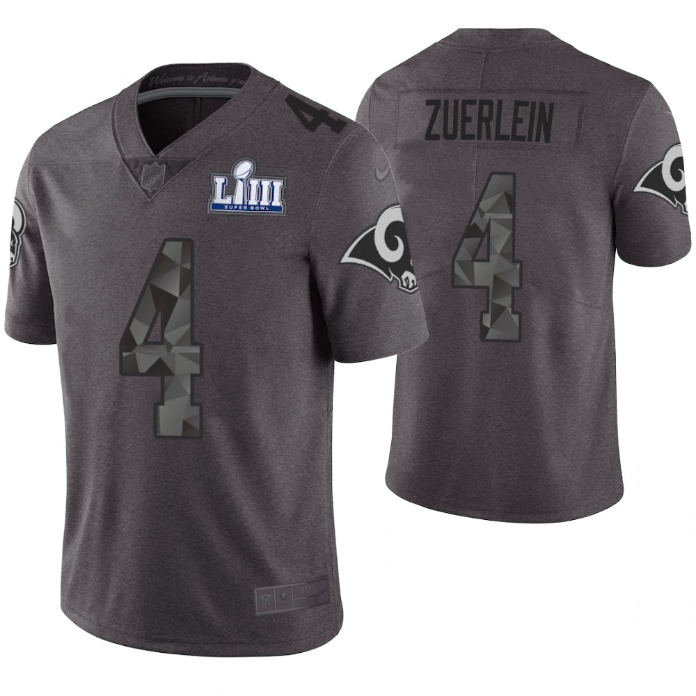 Los Angeles Rams #4 Greg Zuerlein Gray Super Bowl LIII Limited Jersey
