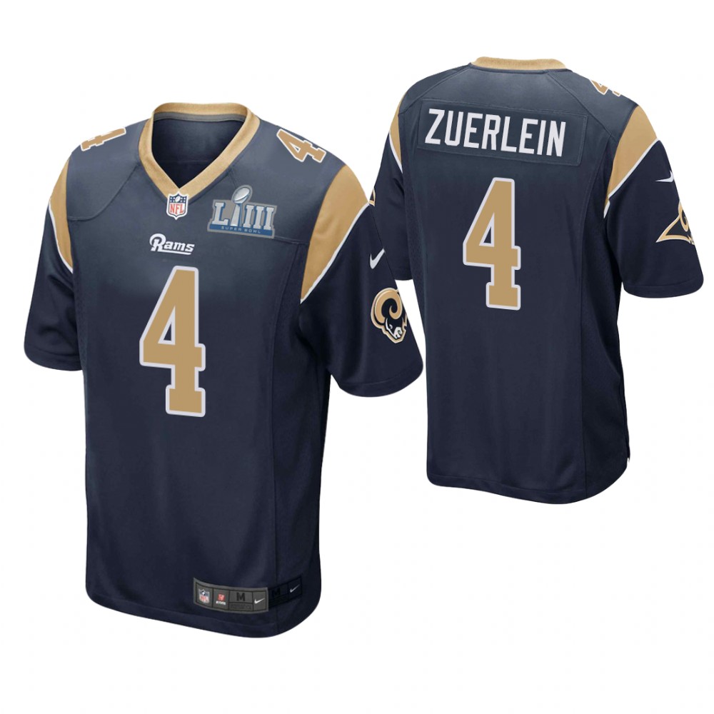 Los Angeles Rams #4 Greg Zuerlein Navy Super Bowl LIII Game Jersey