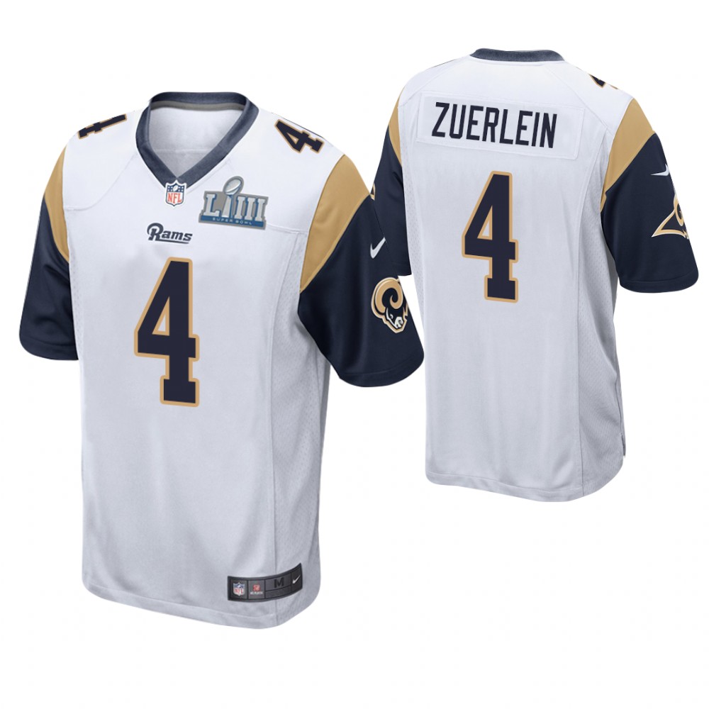 Los Angeles Rams #4 Greg Zuerlein White Super Bowl LIII Game Jersey