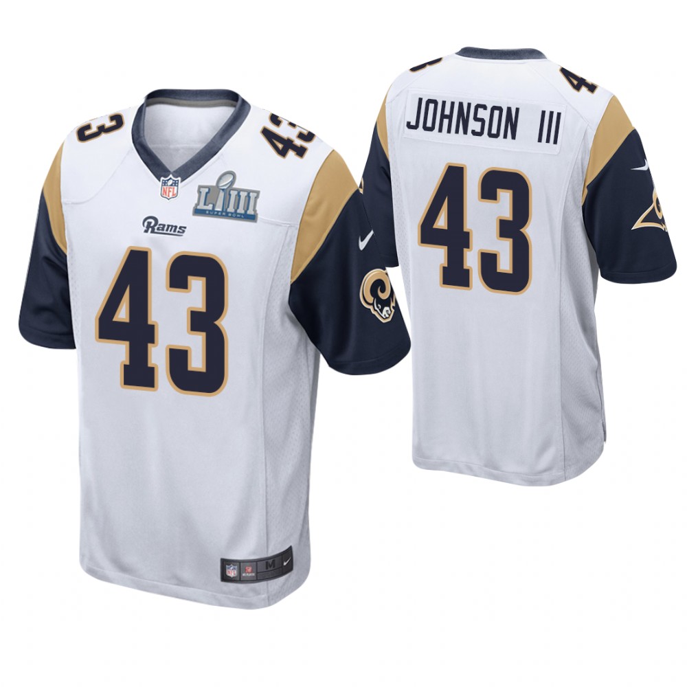 Los Angeles Rams #43 John Johnson White Super Bowl LIII Game Jersey Los Angeles Rams #43 John Johnson White Super Bowl LIII Game Jersey