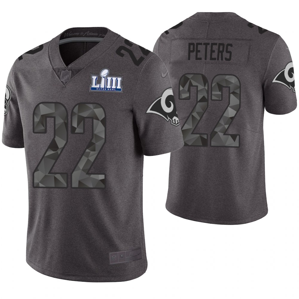 Los Angeles Rams #22 Marcus Peters Gray Super Bowl LIII Limited Jersey Los Angeles Rams #22 Marcus Peters Gray Super Bowl LIII Limited Jersey