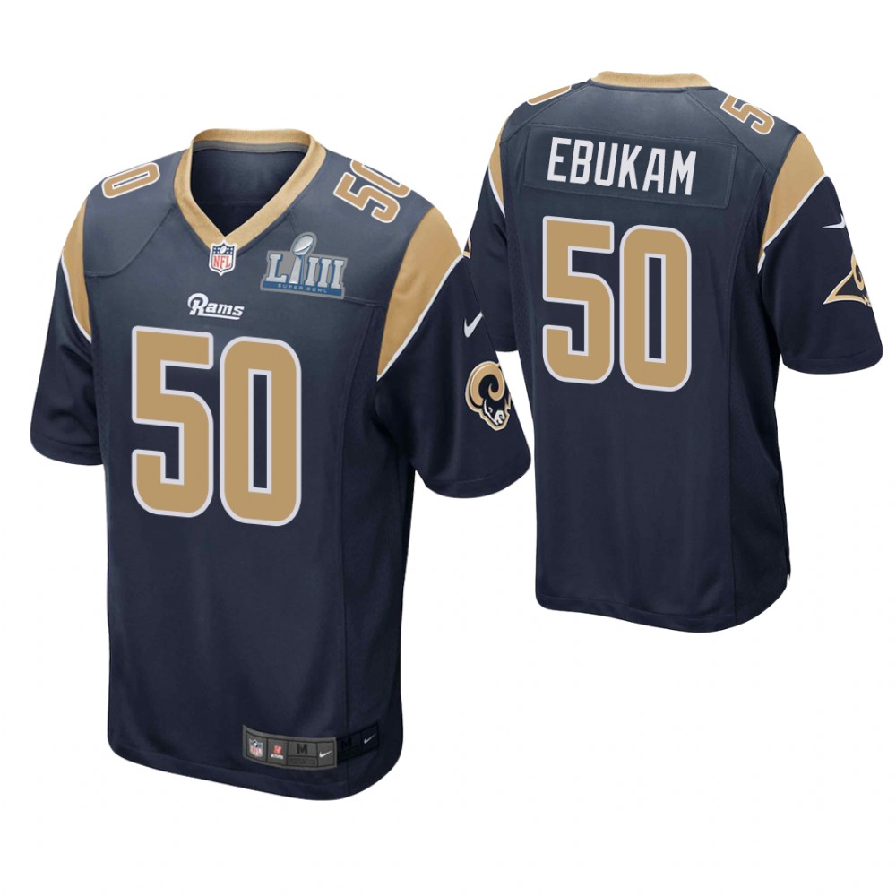Los Angeles Rams #50 Samson Ebukam Navy Super Bowl LIII Game Jersey Los Angeles Rams #50 Samson Ebukam Navy Super Bowl LIII Game Jersey