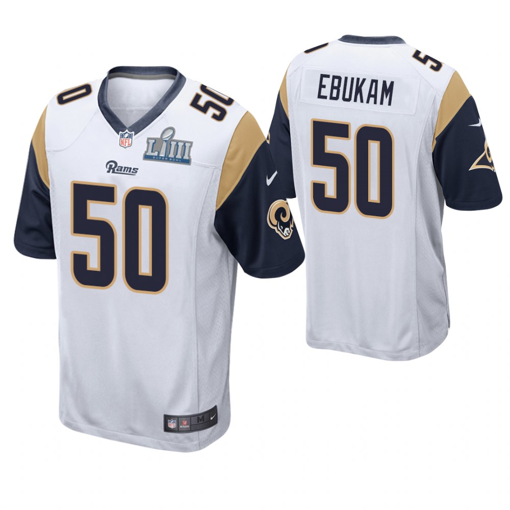 Los Angeles Rams #50 Samson Ebukam White Super Bowl LIII Game Jersey Los Angeles Rams #50 Samson Ebukam White Super Bowl LIII Game Jersey