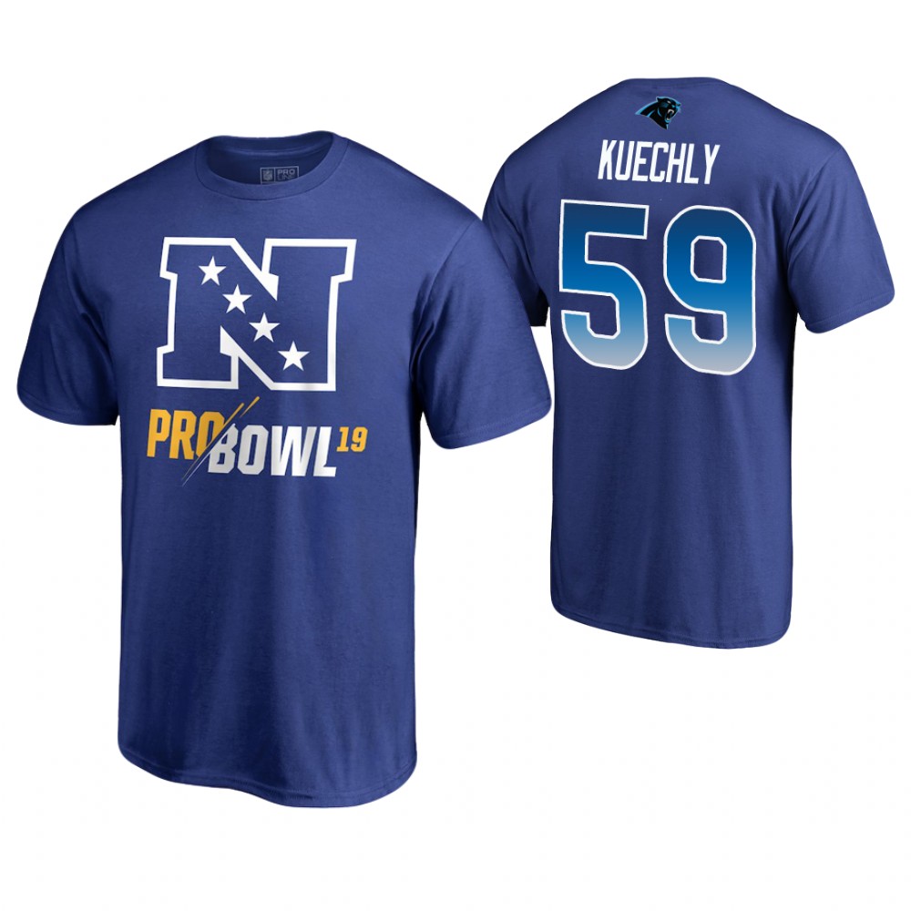 Carolina Panthers #59 Luke Kuechly Royal T-Shirt 2019 Pro Bowl NFC Carolina Panthers #59 Luke Kuechly Royal T-Shirt 2019 Pro Bowl NFC