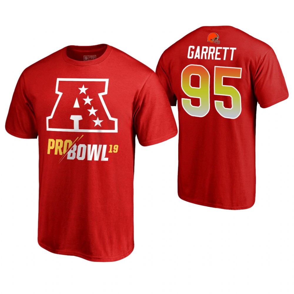 Cleveland Browns #95 Myles Garrett Red T-Shirt 2019 Pro Bowl AFC Cleveland Browns #95 Myles Garrett Red T-Shirt 2019 Pro Bowl AFC