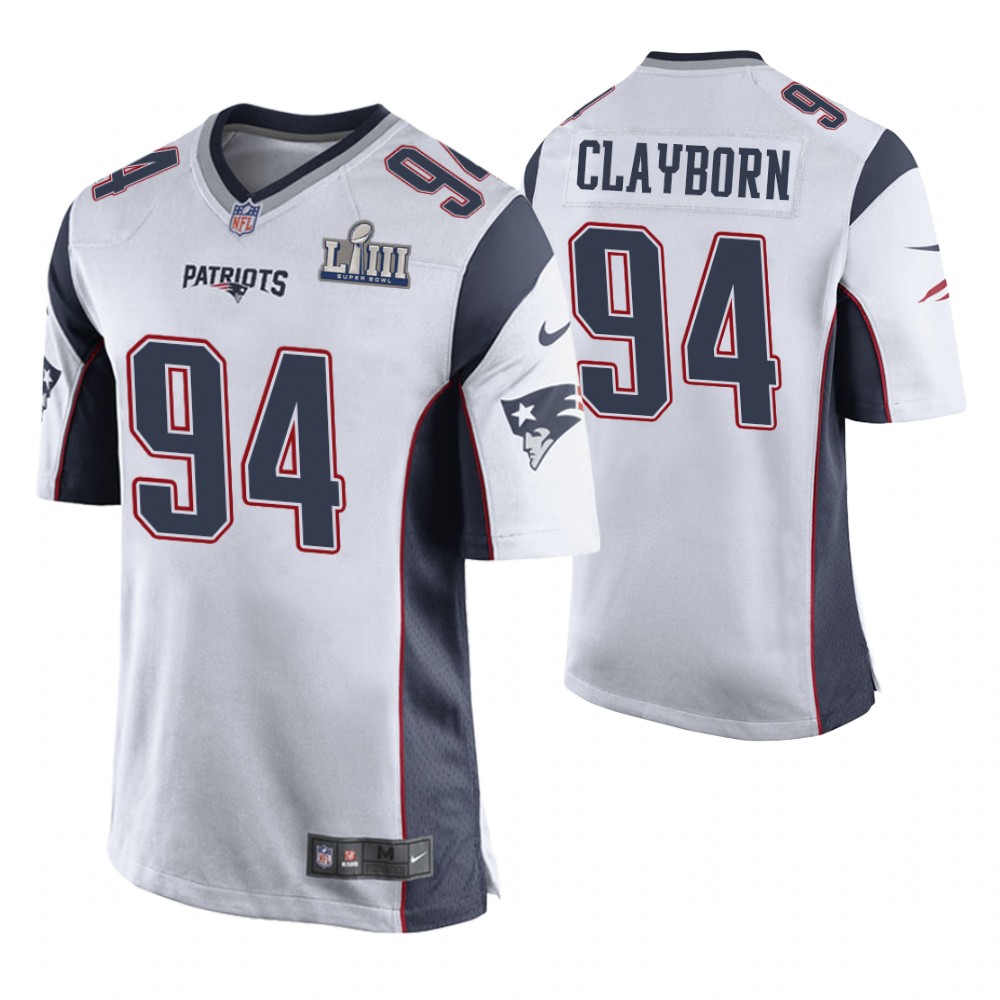 New England Patriots #94 Adrian Clayborn White Super Bowl LIII Game Jersey New England Patriots #94 Adrian Clayborn White Super Bowl LIII Game Jersey