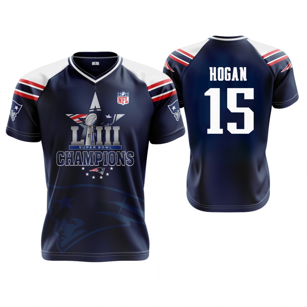 New England Patriots #15 Chris Hogan Navy Super Bowl LIII Champions Commemorative Jersey New England Patriots #15 Chris Hogan Navy Super Bowl LIII Champions Commemorative Jersey