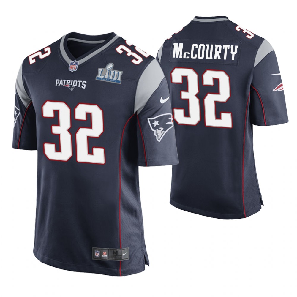 New England Patriots #32 Devin McCourty Navy Super Bowl LIII Game Jersey