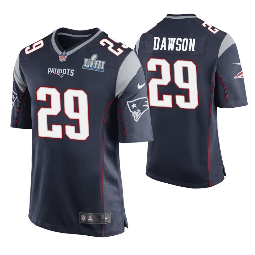 New England Patriots #29 Duke Dawson Navy Super Bowl LIII Game Jersey New England Patriots #29 Duke Dawson Navy Super Bowl LIII Game Jersey
