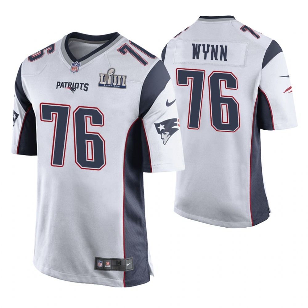 New England Patriots #76 Isaiah Wynn White Super Bowl LIII Game Jersey