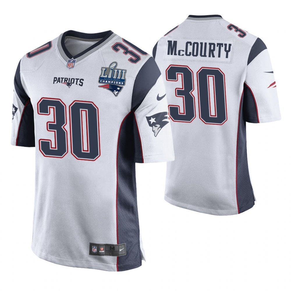New England Patriots #30 Jason McCourty White Super Bowl LIII Champions Jersey New England Patriots #30 Jason McCourty White Super Bowl LIII Champions Jersey