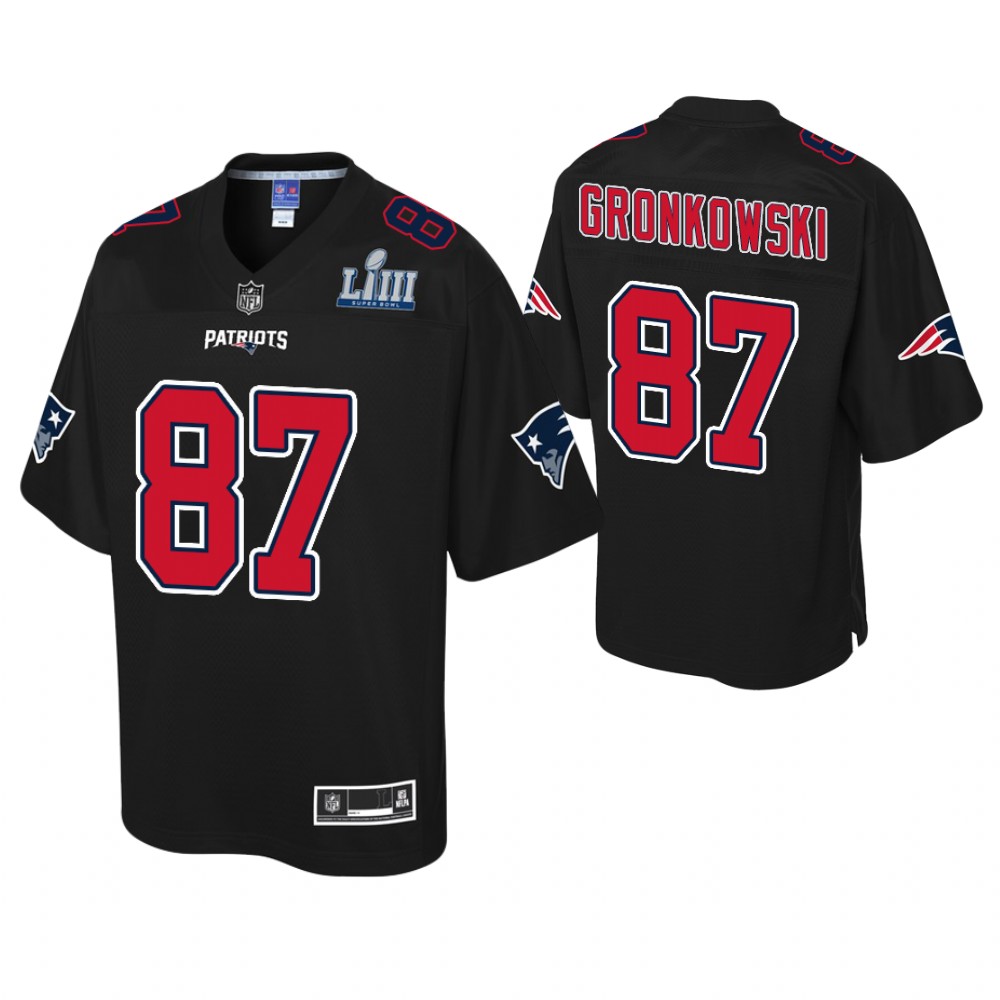 New England Patriots #87 Rob Gronkowski Black Super Bowl LIII Champions Fashion Jersey
