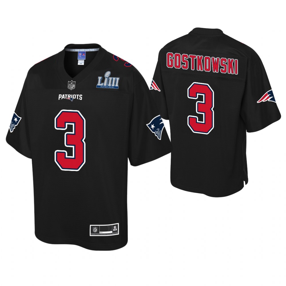 New England Patriots #3 Stephen Gostkowski Black Super Bowl LIII Champions Fashion Jersey