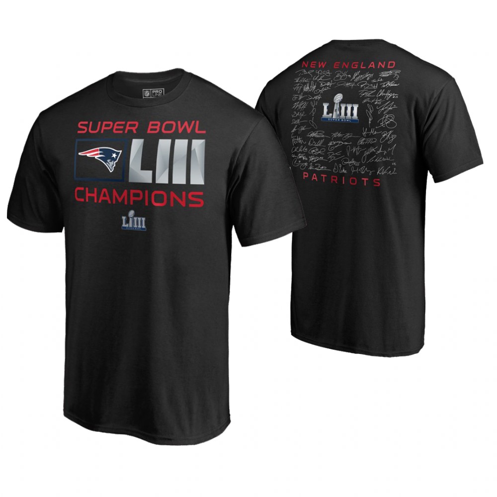 New England Patriots Black Extra Point Roster Super Bowl LIII Champions T-Shirt