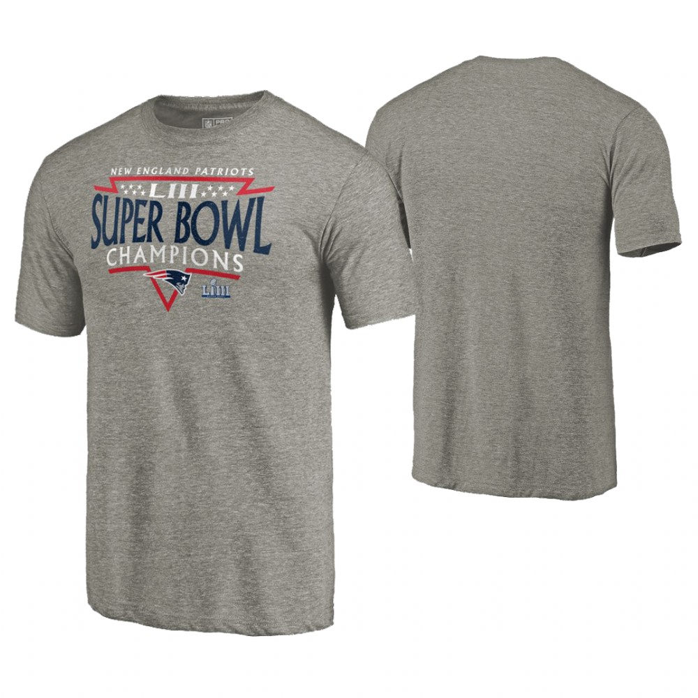 New England Patriots Heather Gray Neutral Zone Super Bowl LIII Champions T-Shirt