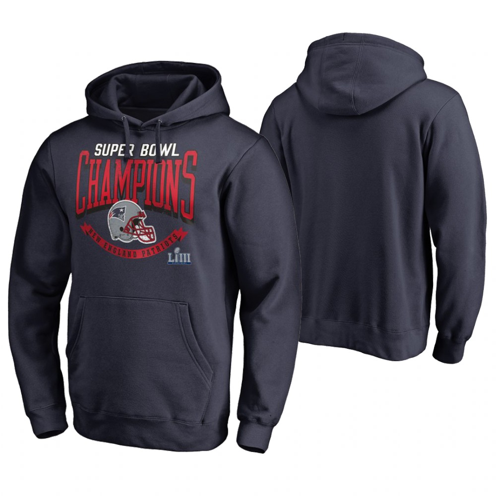 New England Patriots Navy Super Bowl LIII Champions Line of Scrimmage Hoodie New England Patriots Navy Super Bowl LIII Champions Line of Scrimmage Hoodie