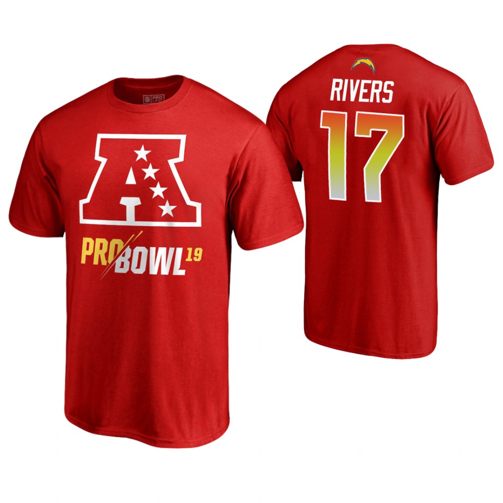 Los Angeles Chargers #17 Philip Rivers Red T-Shirt 2019 Pro Bowl AFC