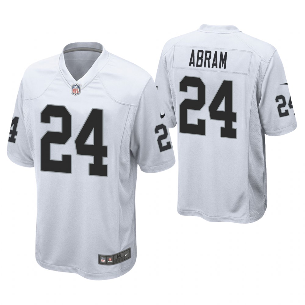 Oakland Raiders #24 Johnathan Abram 2019 NFL Draft White Game Jersey