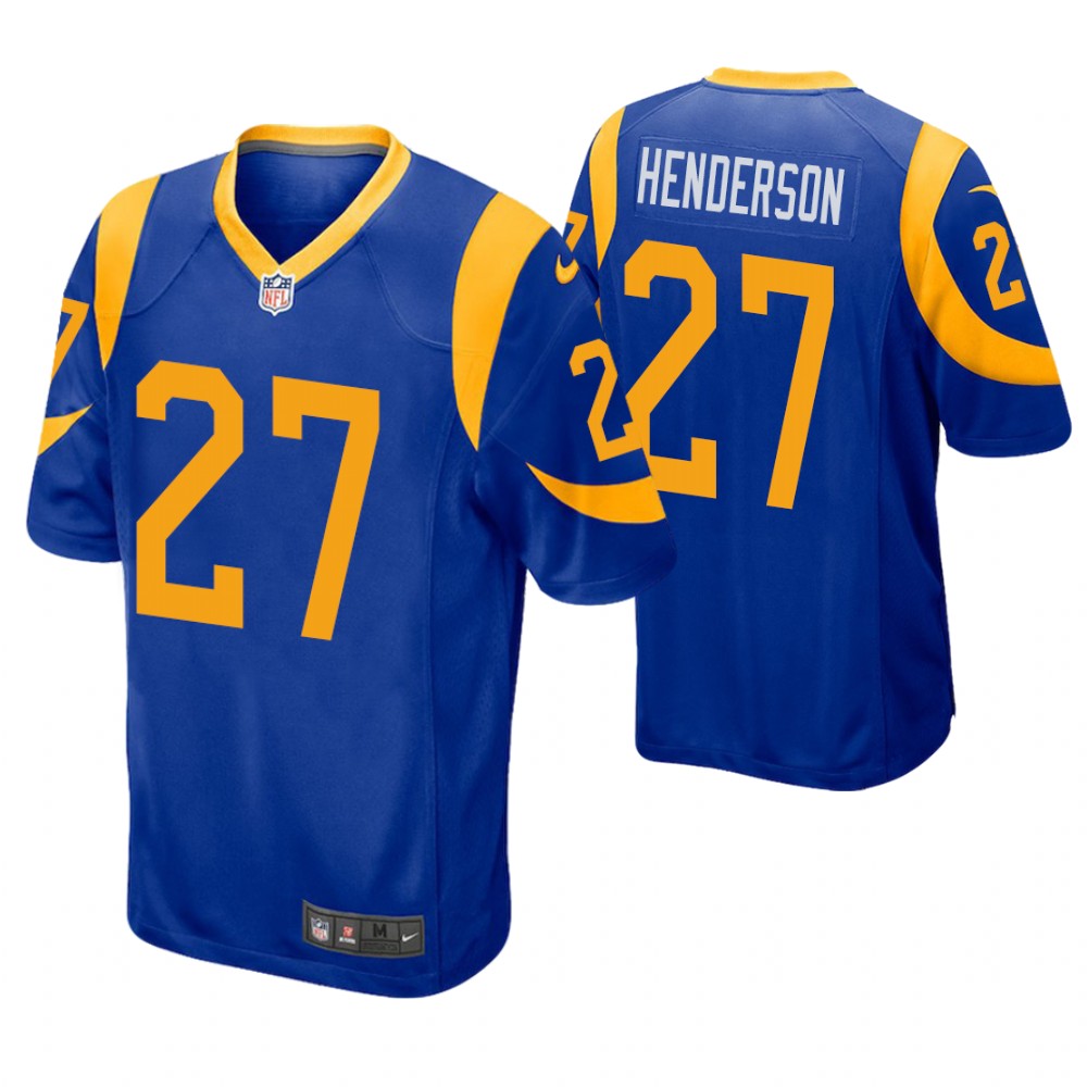Los Angeles Rams #27 Darrell Henderson 2019 NFL Draft Royal Game Jersey With Super Bowl LVI Patch