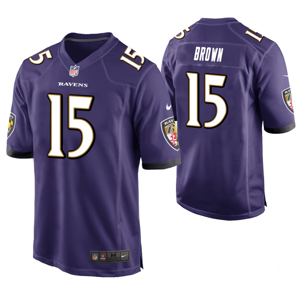 Baltimore Ravens #15 Marquise Brown 2019 NFL Draft Purple Game Jersey