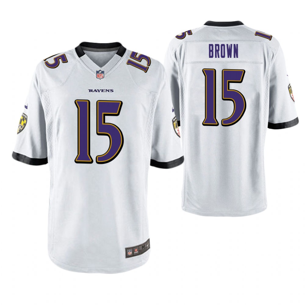 Baltimore Ravens #15 Marquise Brown 2019 NFL Draft White Game Jersey