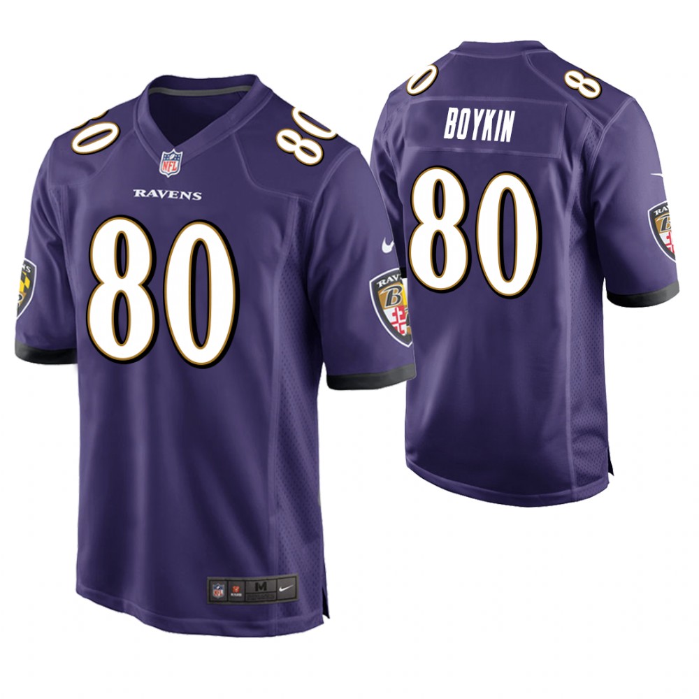 Baltimore Ravens #80 Miles Boykin 2019 NFL Draft Purple Game Jersey Baltimore Ravens #80 Miles Boykin 2019 NFL Draft Purple Game Jersey