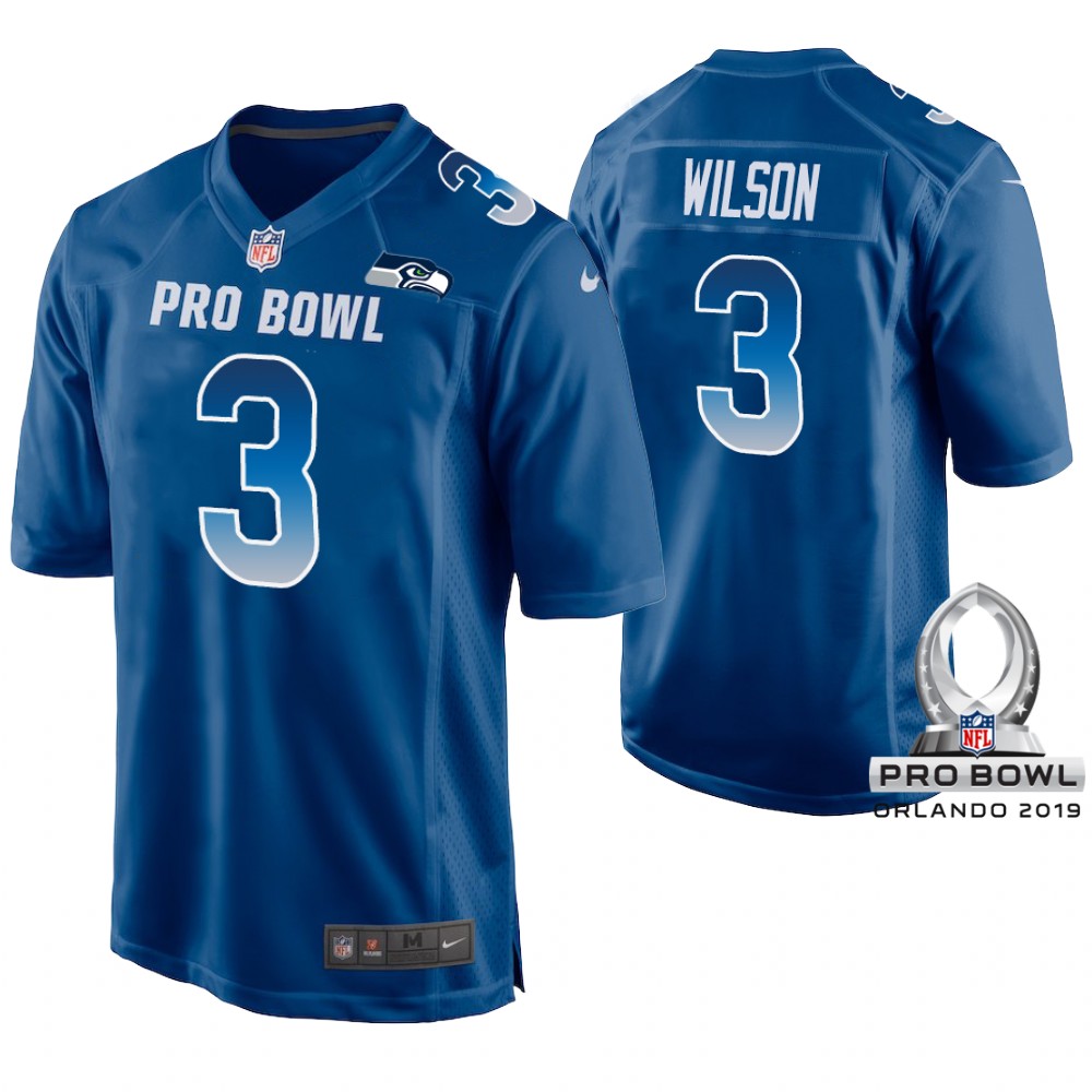 Seattle Seahawks #3 Russell Wilson Royal Game Jersey 2019 Pro Bowl NFC Seattle Seahawks #3 Russell Wilson Royal Game Jersey 2019 Pro Bowl NFC
