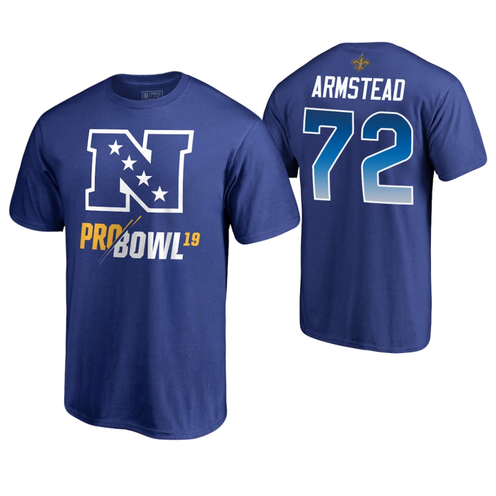 New Orleans Saints #72 Terron Armstead Royal T-Shirt 2019 Pro Bowl NFC New Orleans Saints #72 Terron Armstead Royal T-Shirt 2019 Pro Bowl NFC