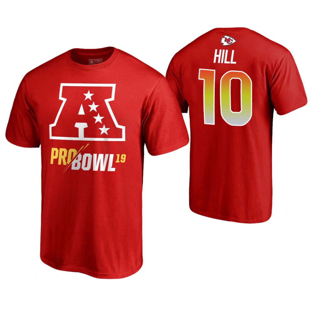 Kansas City Chiefs #10 Tyreek Hill Red T-Shirt 2019 Pro Bowl AFC