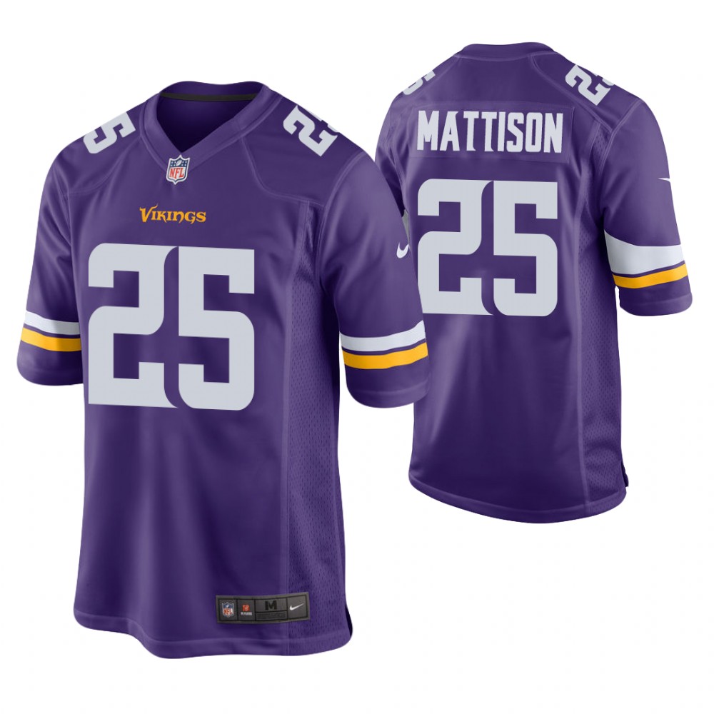 Minnesota Vikings #25 Alexander Mattison 2019 NFL Draft Purple Game Jersey