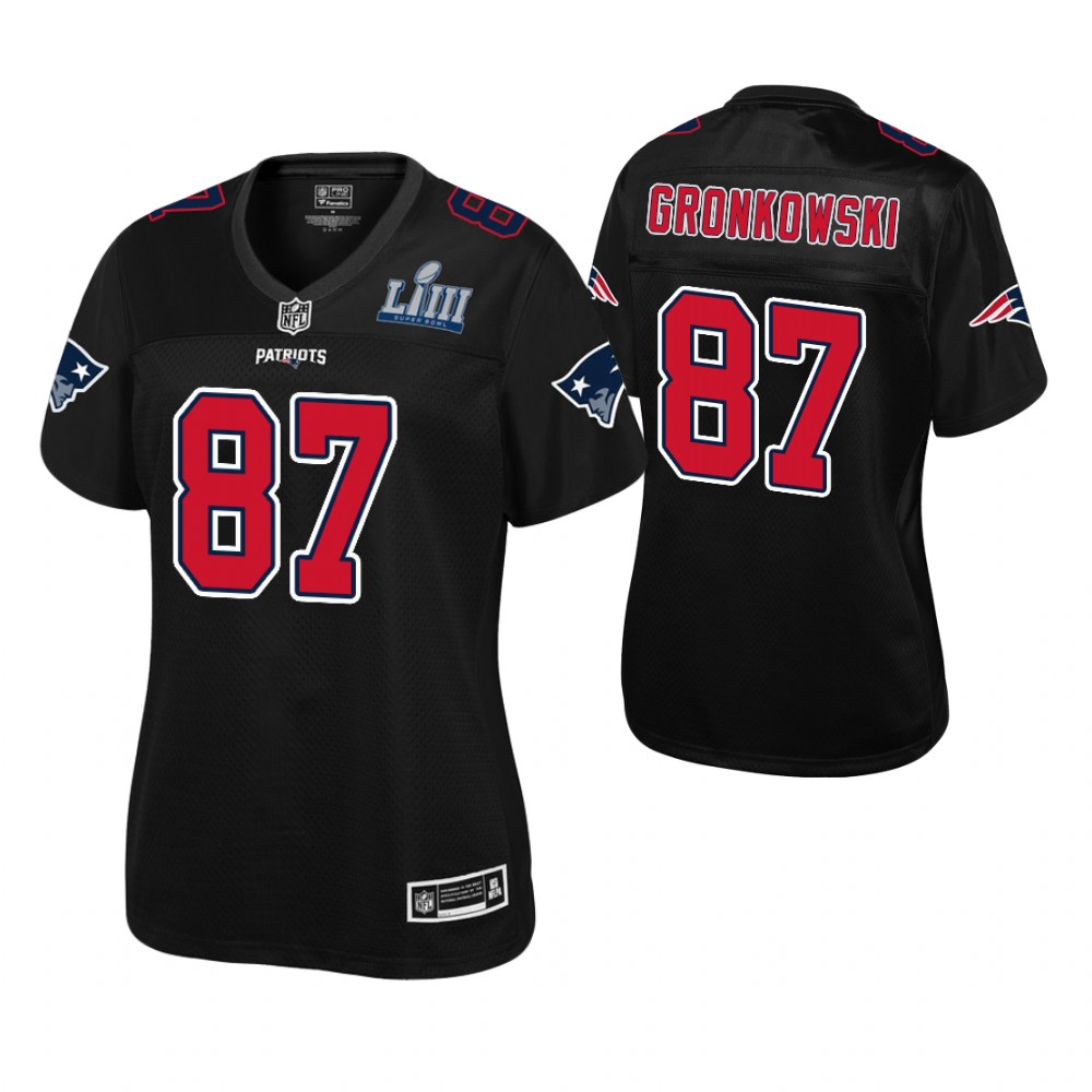 Women's New England Patriots #87 Rob Gronkowski Black Super Bowl LIII Champions Fashion Jersey Women's New England Patriots #87 Rob Gronkowski Black Super Bowl LIII Champions Fashion Jersey