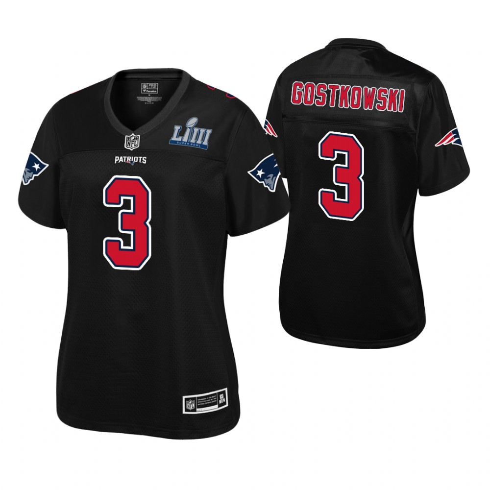 Women's New England Patriots #3 Stephen Gostkowski Black Super Bowl LIII Champions Fashion Jersey Women's New England Patriots #3 Stephen Gostkowski Black Super Bowl LIII Champions Fashion Jersey
